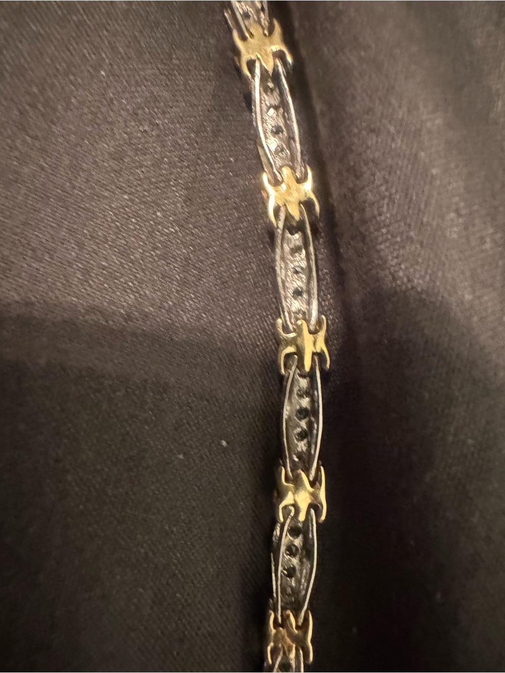 10K Two-Tone Gold and Silver Tennis Bracelet - 10K Gold Marked - Picture 5 of 8